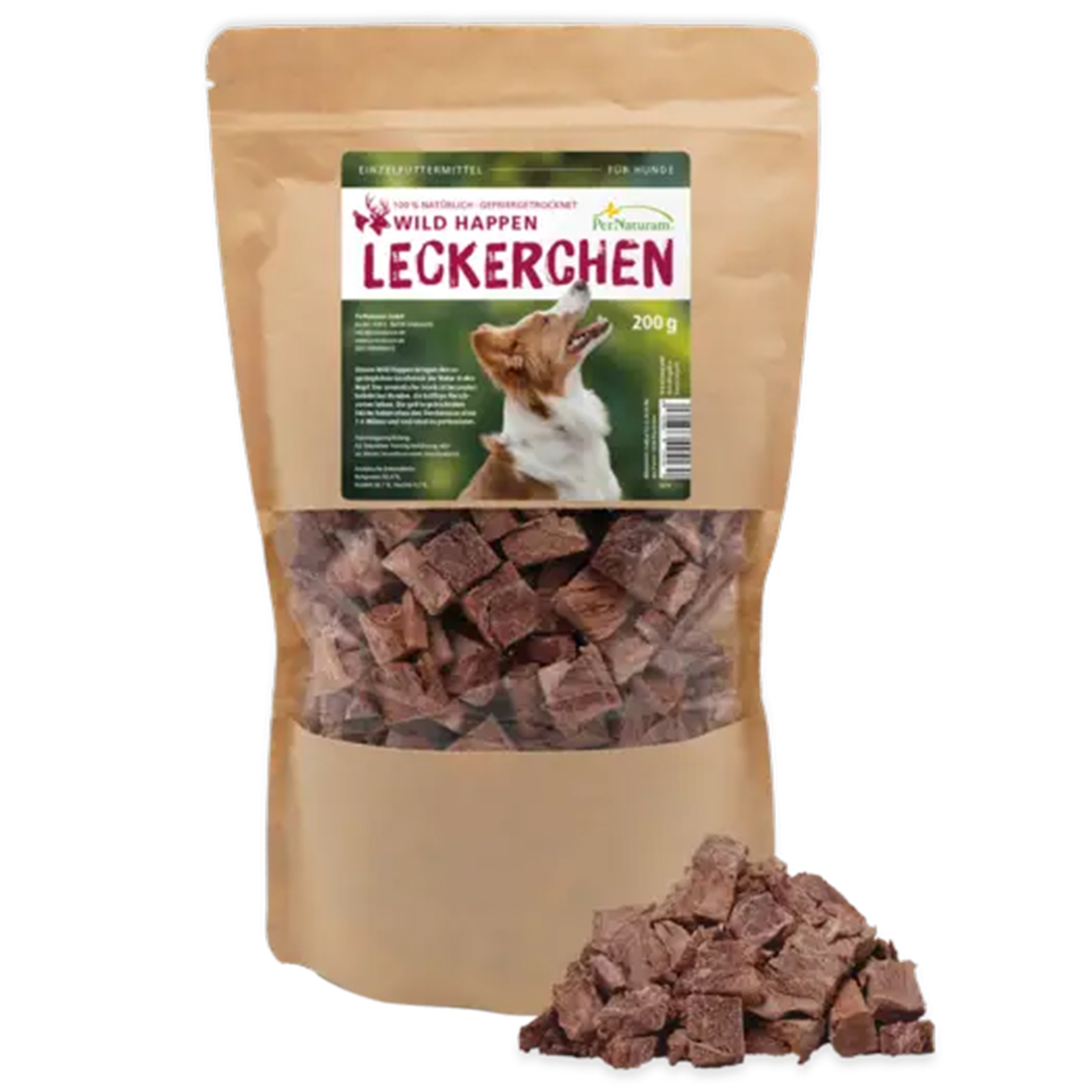 Hunde-Leckerlis, Schweinefleisch, Trockenfutter, Kauwürfel, 200 g