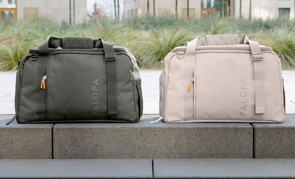 tasche, duffel, reisedasche, schultertasche, grau/schwarz