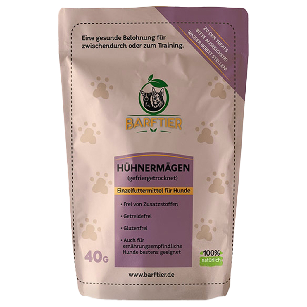 Hähnchenmägen, Trockenfutter, Hundensnack, 40g, getreidefrei