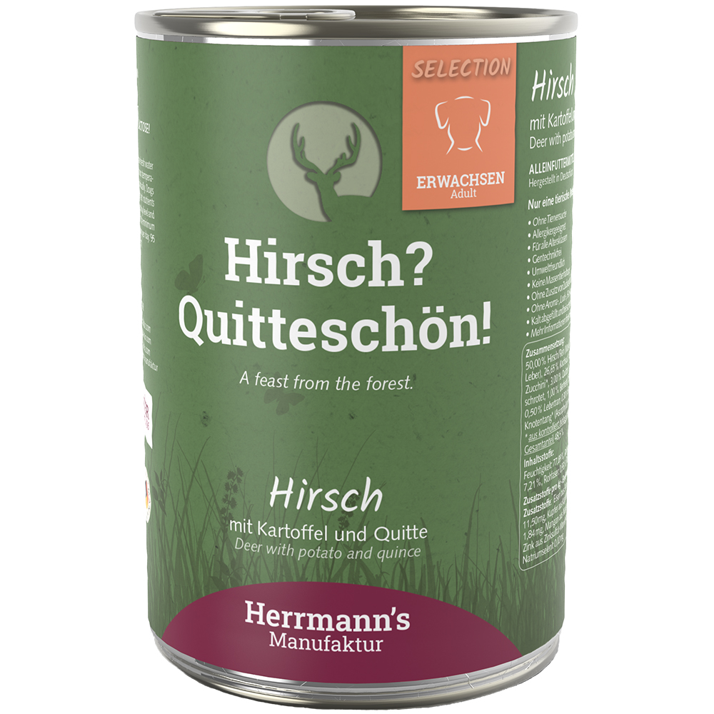 Herrmanns Hirsch mit Kartoffel und Quitte 400g