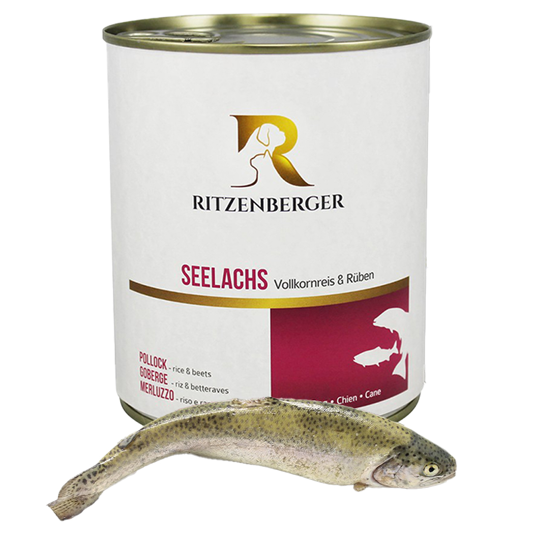 Dosenfutter, Seelachs, Vollkornreis, Räucherdose, Kartondose
