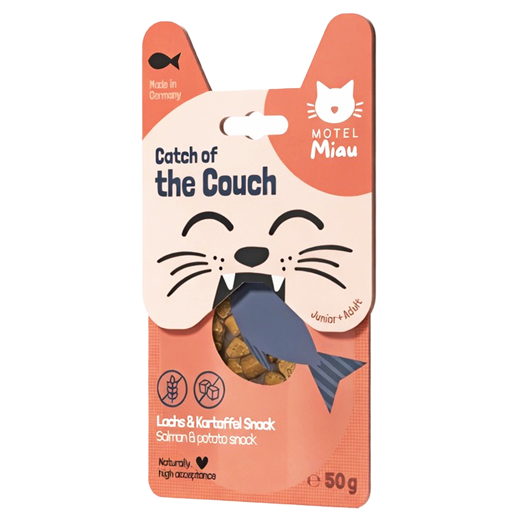 Katzenförmige Verpackung, Fischsnack, Lachs & Kartoffel Snack, 50 g, Hergestellt in Deutschland