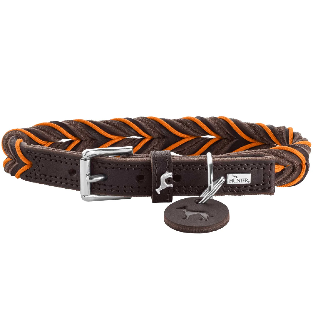 HUNTER Halsband Solid Education Cord dunkelbraun orange - div. Grössen