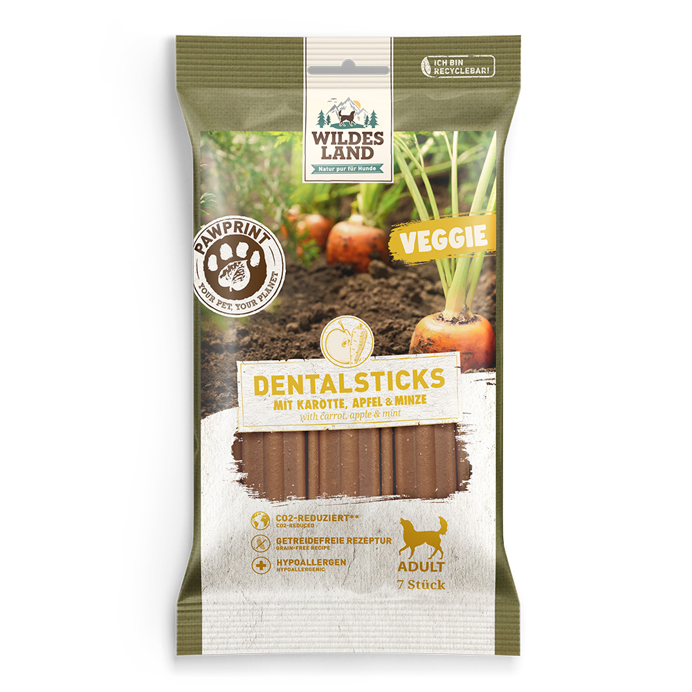 Dentalsticks, Kauknochen, Veggie, Karotte, Apfel, Minze, Hund, 7 Stück