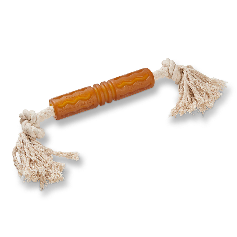 Wolters Pure Nature Flosser Wurf und Zerr-Spielzeug am Seil 40 x 3,5 cm Griff, Rauchrohr
