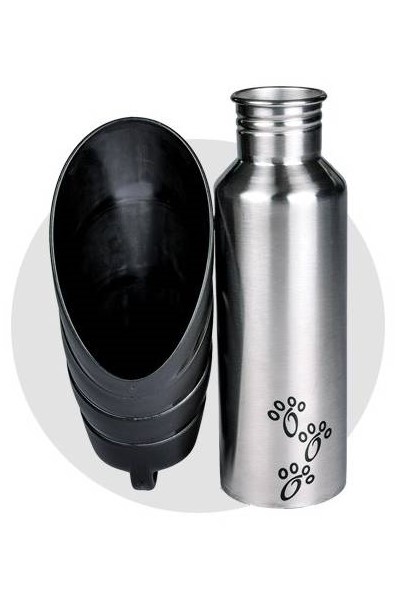 IdealDog Edelstahl-Hundeflasche mit Trinkbecher 750ml
