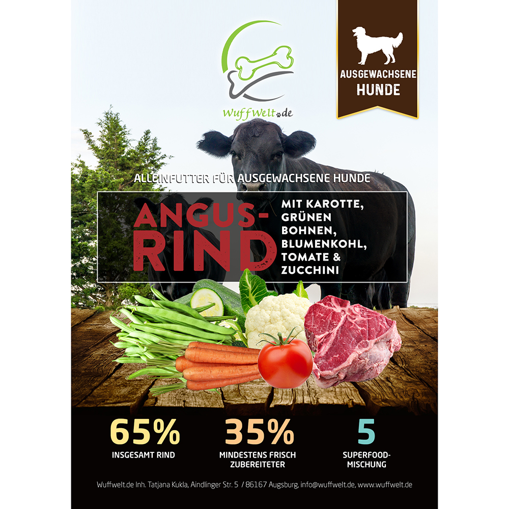 Rind, Angus, Hunde-Futter, Gemüse, Fleischmischung