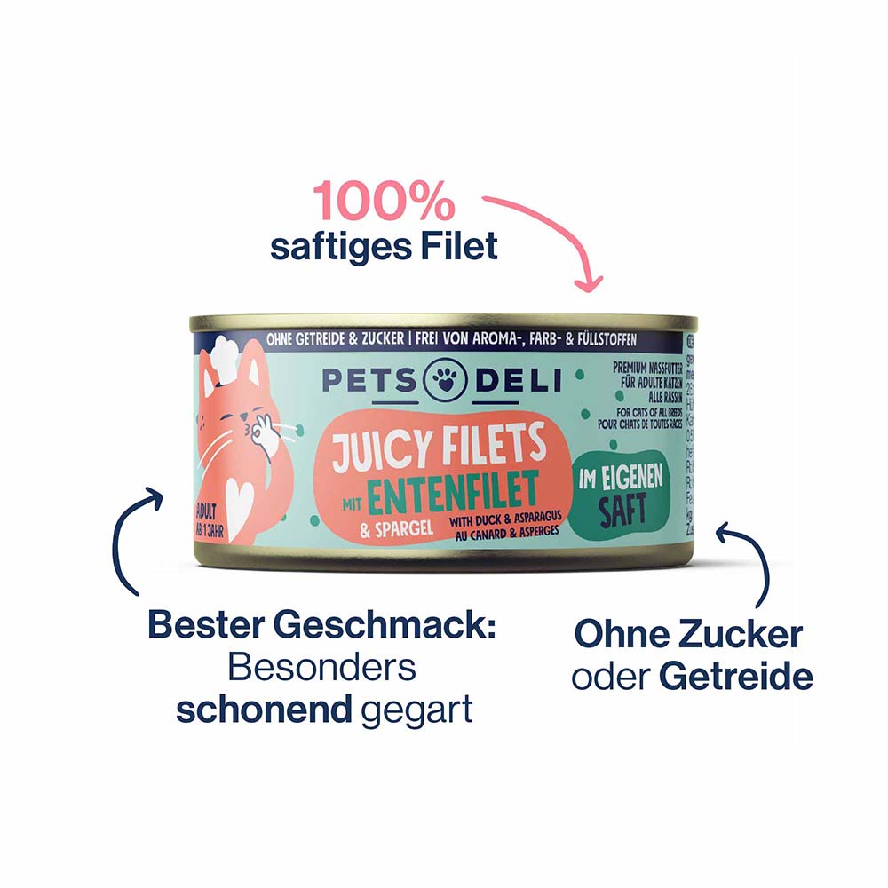 Katzenfutter, Dosenfutter, Seidenweich, Filet, Entenfilet