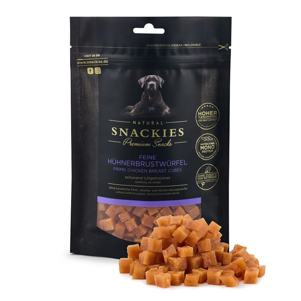 Hunde-Snack, Huhn, Brustwürfel, Protein, Snackpackung