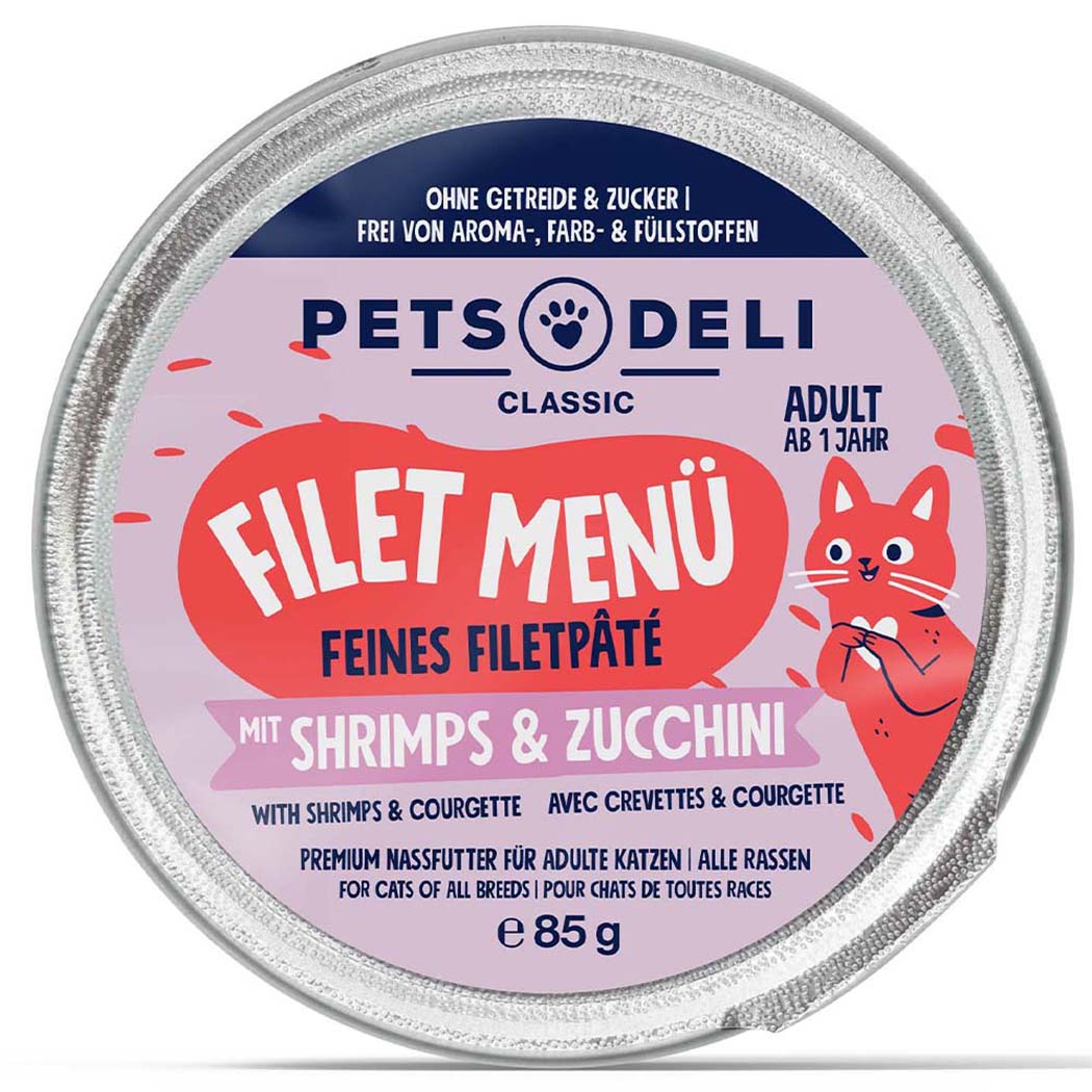 Katzenfutter, Dosenfutter, Huhn, Shrimps, Zucchini