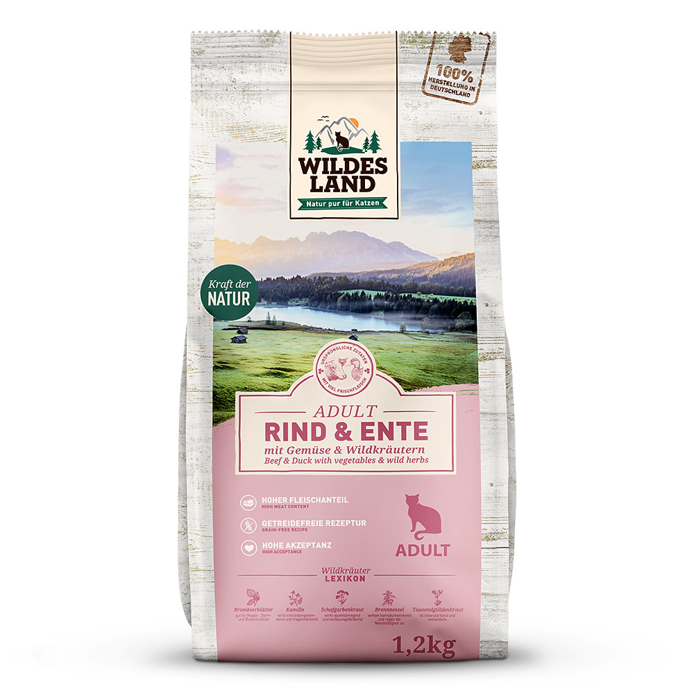 Hundefutter, Rind & Ente, Beef & Duck, 1,2kg, Wildkräuter