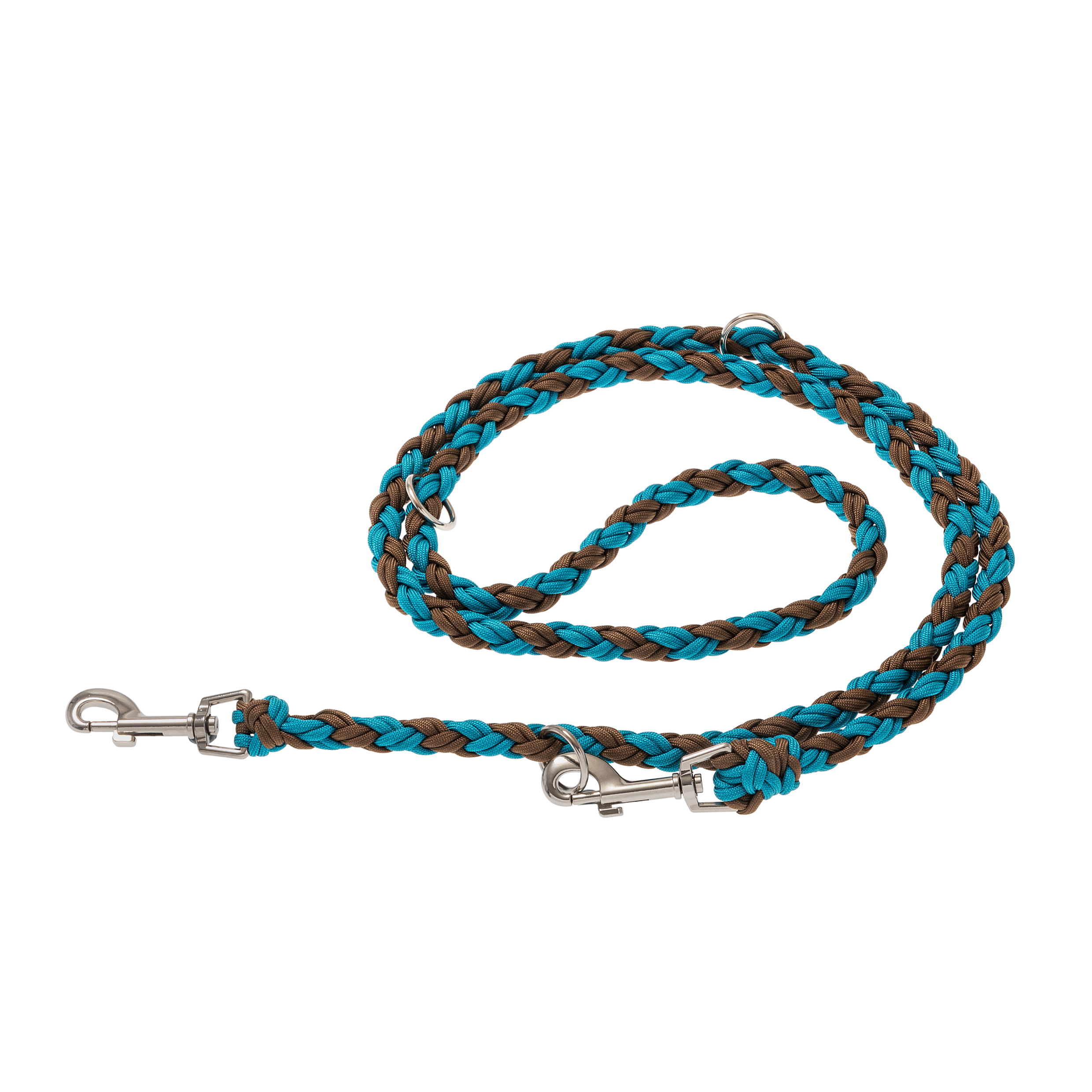 Leine, Hundeleine, Braun/blau, Verbundstoff-Laufleine, Karabiner
