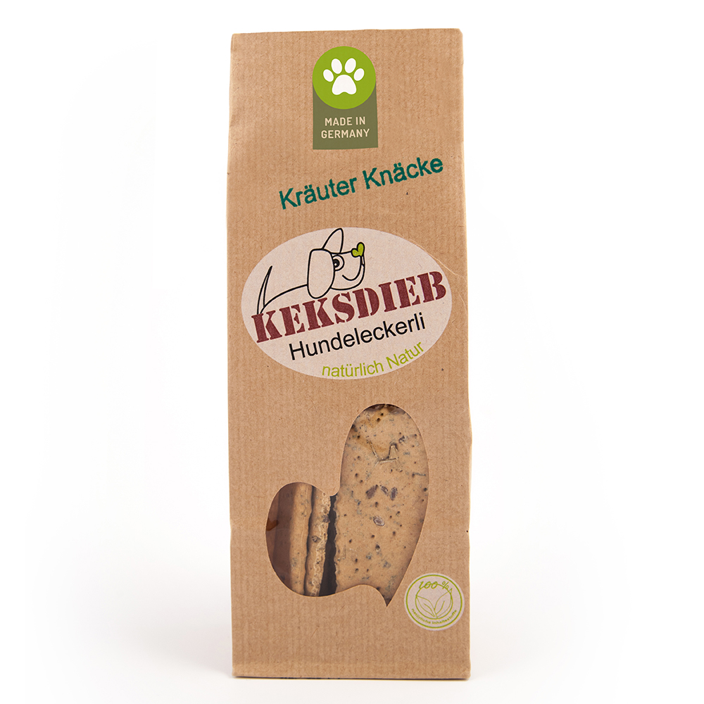 Keksdieb Hundekekse Kräuter Knäcke 100g Tüte