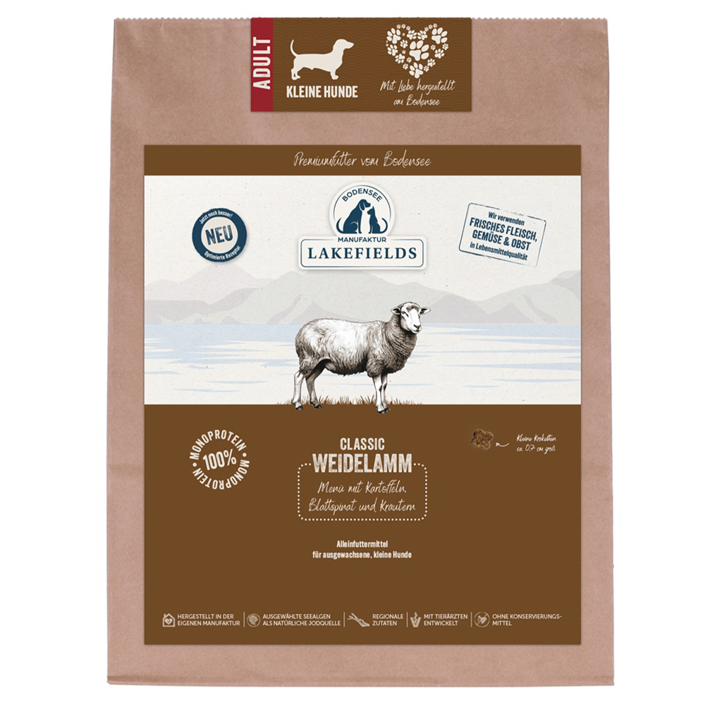 Hundetrockenfutter, Classic Weidelamm, Lammfleisch, Monoprotein, Lakefields