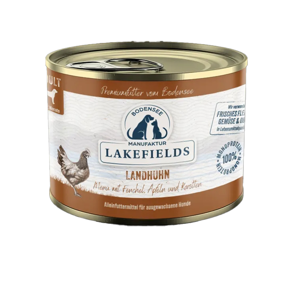 Dosenfutter, Hunde, Landhuhn, Futterdose, Lakfields