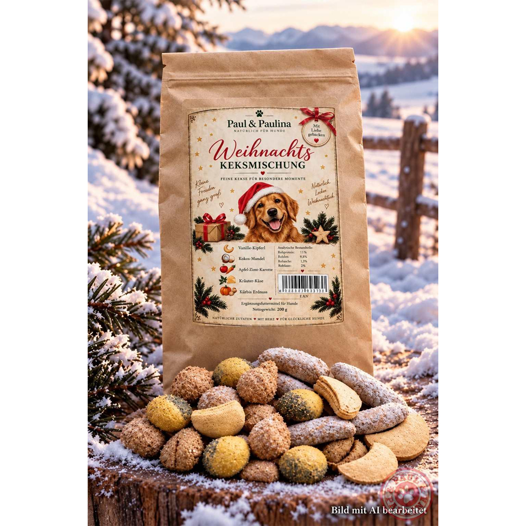 Hundekekse, Weihnachtsgebäck, Keks-Mischung, Papierbeutel, 200 g