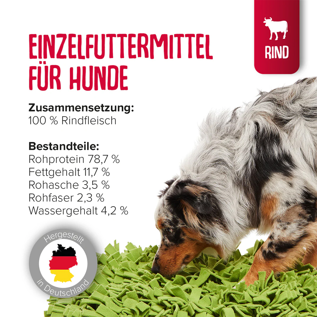 Hunde-Nahrung, Hunde-Futter, Rindfleisch, Kohlenhydrate? not sure, Deutschland hergestellt