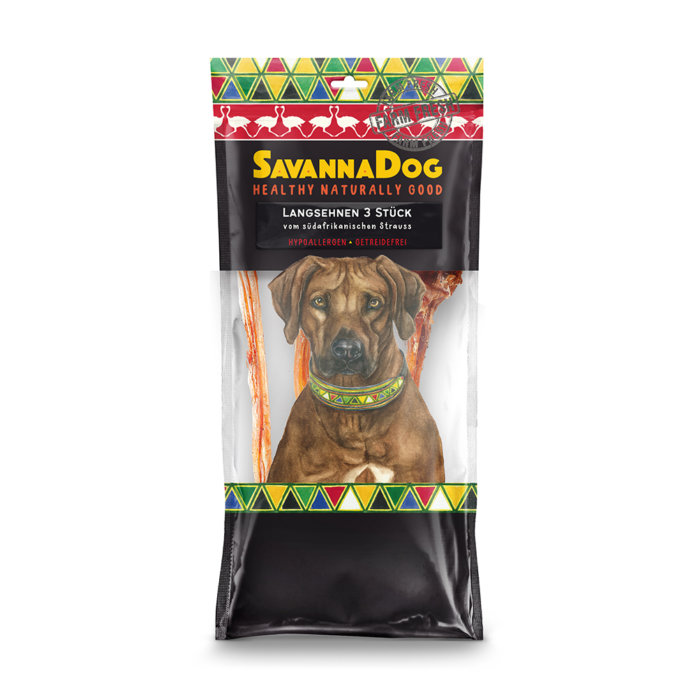 SavannaDog Strauss Langsehnen 3 Stück - 120g