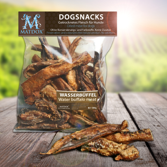 Hunde-Snacks, getrocknetes Fleisch, Kausnack, Wasserröllchen?, Wasserbüffel-Fleisch
