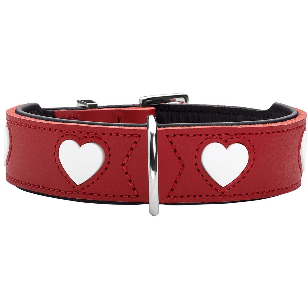 collar, rot, Herz-Muster, Leder, verstellbar