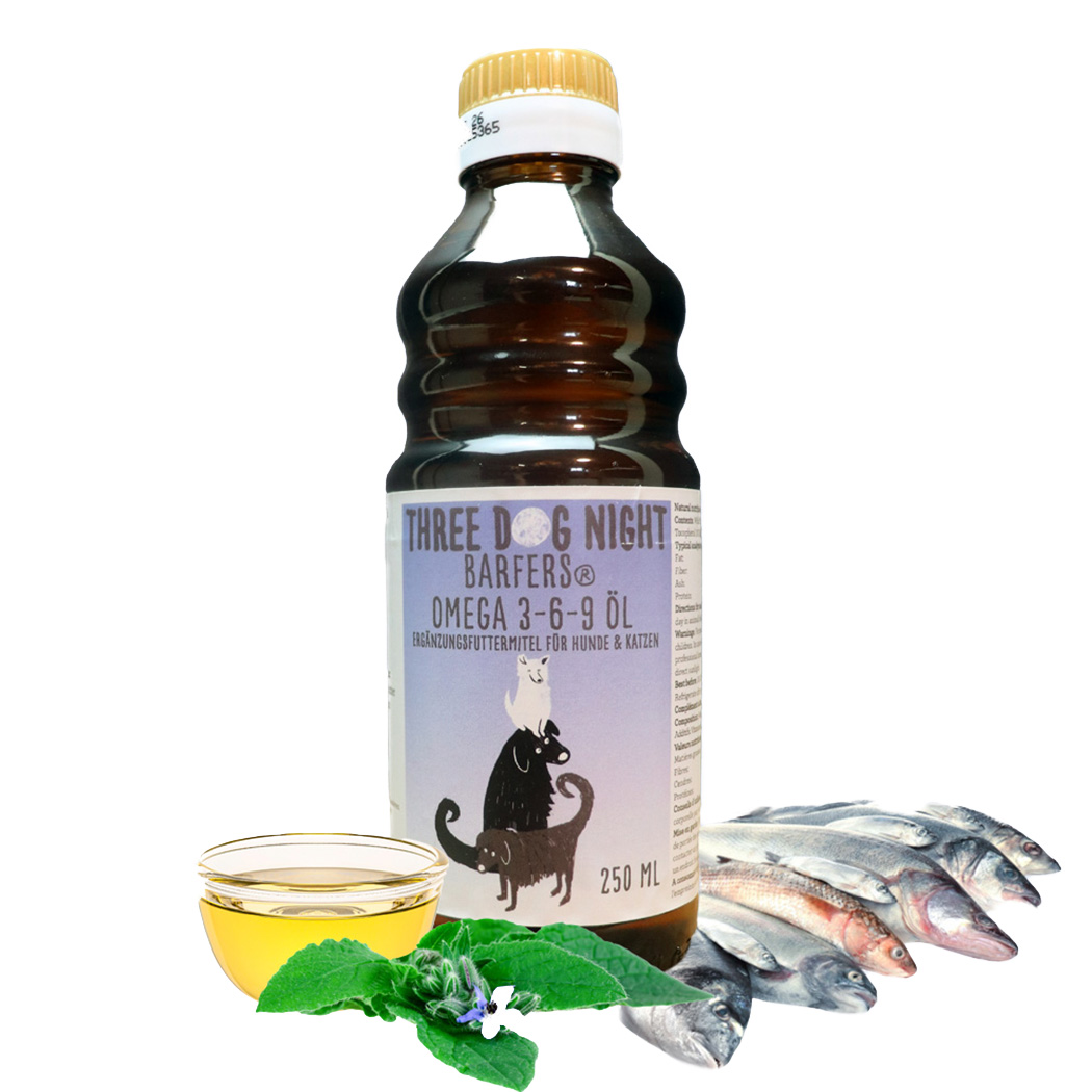 Omega-3-6-9 Öl, Ergänzungsfuttermittel, Hunde & Katzen, 250 ml, Flasche
