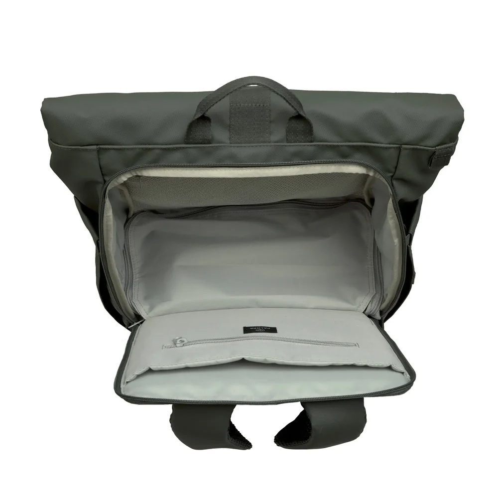 Rucksack, Rucksack-Innenraum, Reißverschlussfach, grüner Rucksack, Schultertasche