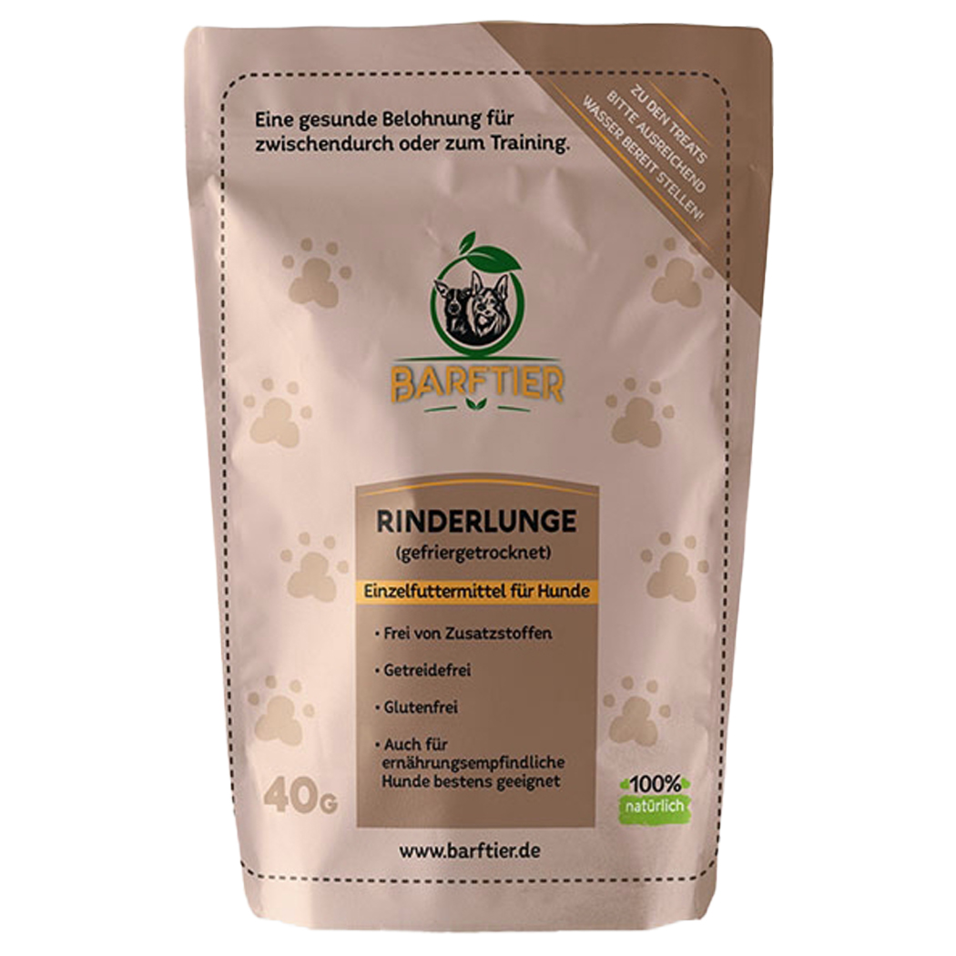 Hunde-Nahrung, Rindfleisch, Trockenfutter, 40 g, barftier