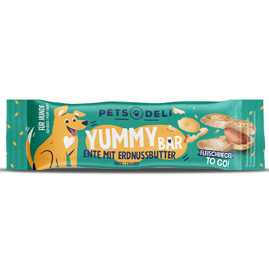 Hundesnack, Yummy Bar, Erdnussbutter, Fleischspiﬃegel, To Go