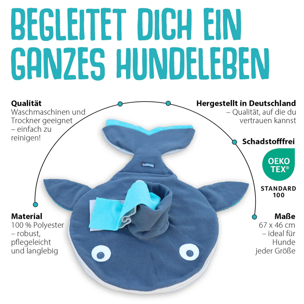 Hundespielzeug, Waschbar, Polyester, Blau, Fischform