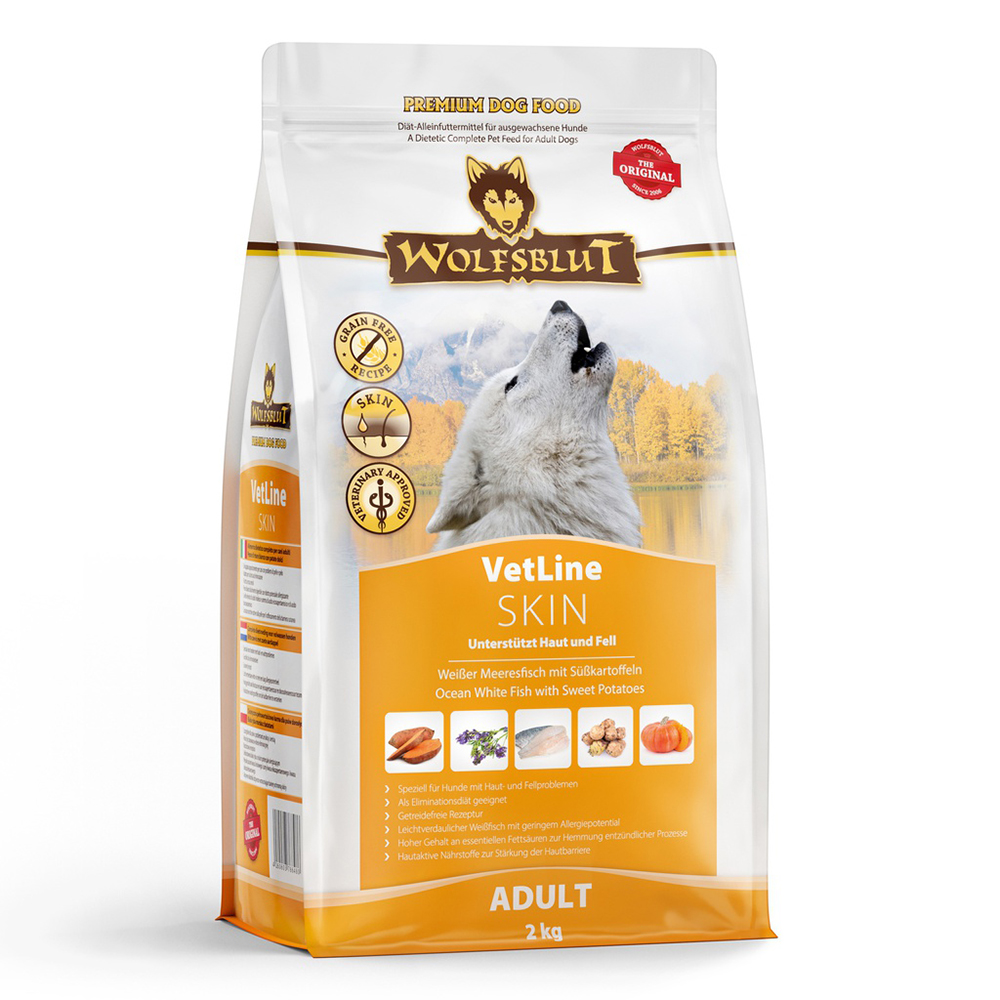 Wolfsblut Vetline Trockenfutter Skin & Coat 2kg - Weissfisch - Haut u. Fell