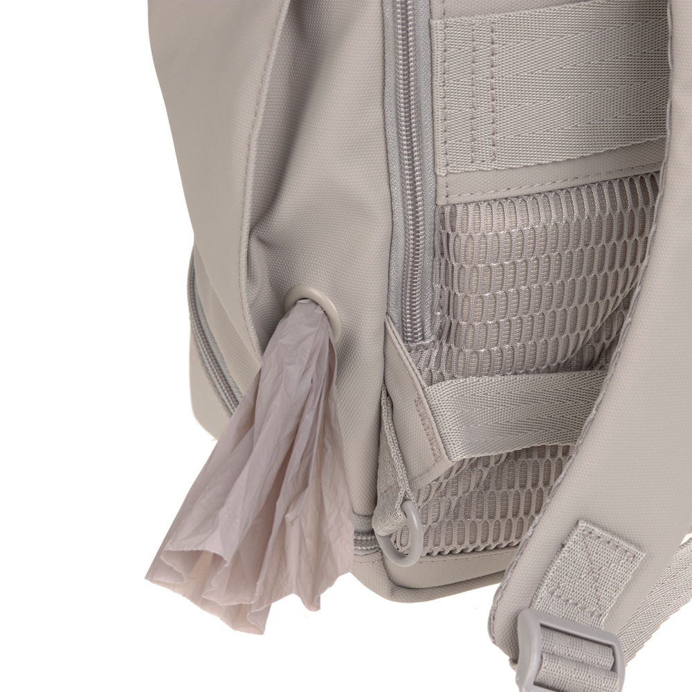 Rucksack, Taupe, Netzfach, Reißverschluss, Beutelspender