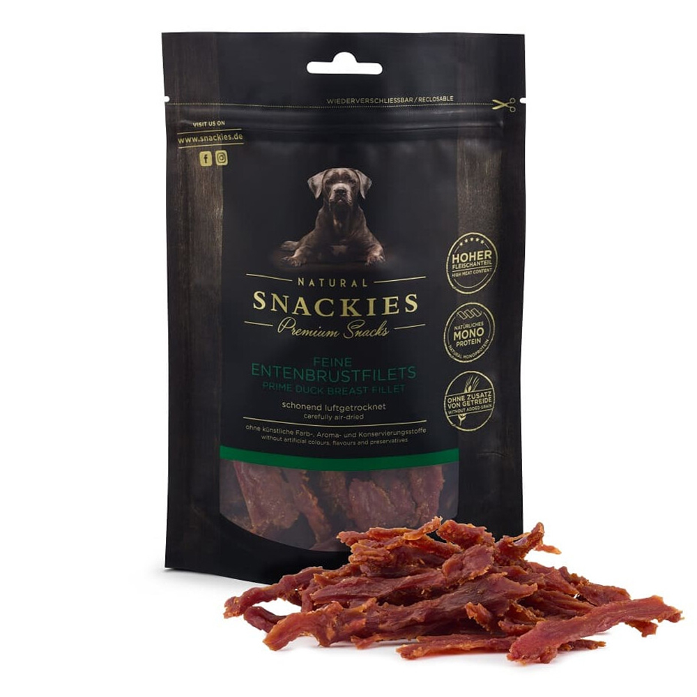 Hundefutter, Snack, Rinder-/Entenfleisch, Fleischstreifen, Trockenleckerlis