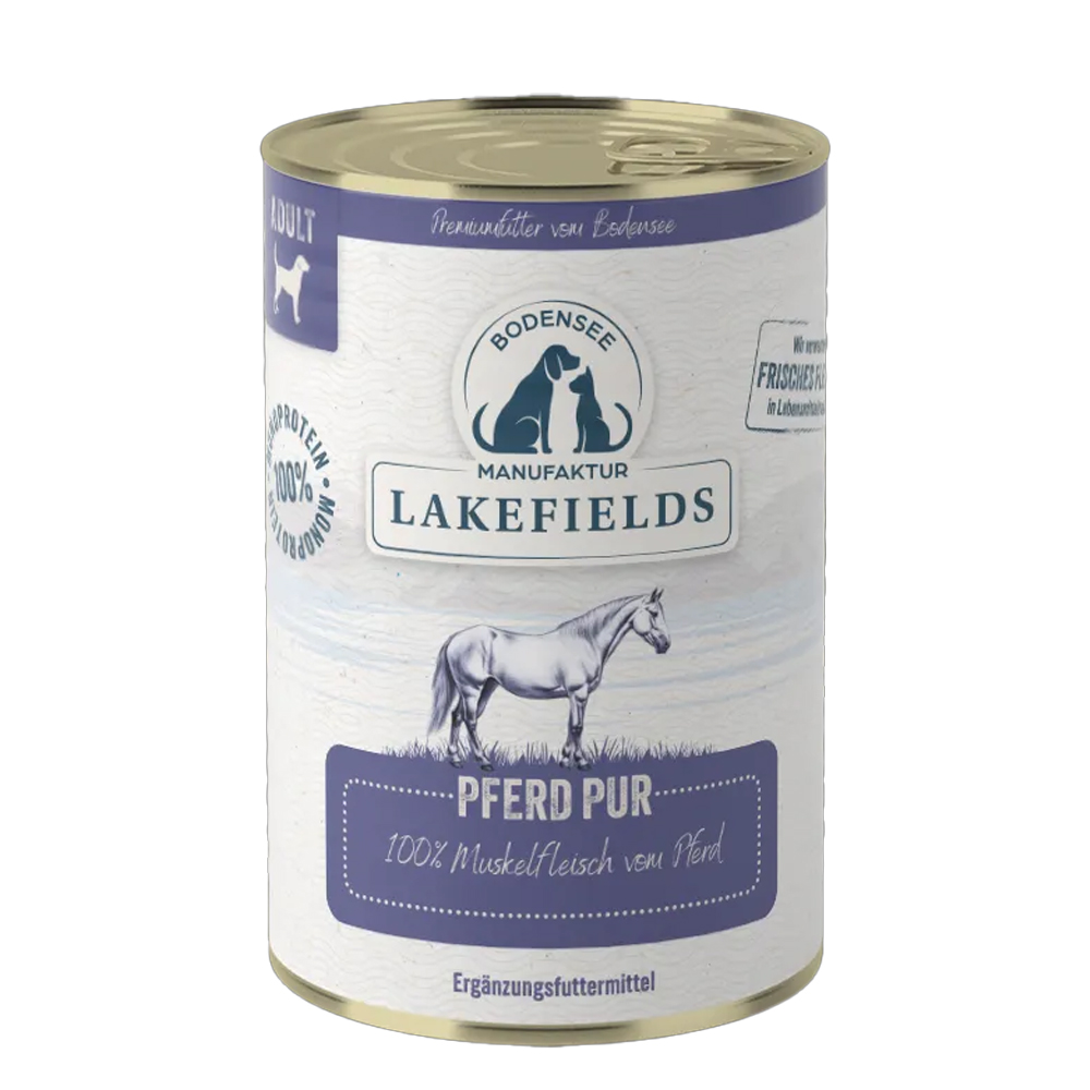 Hundefutter, Dosenfutter, Pferd Pur, Muskelnahrung, Lakefields