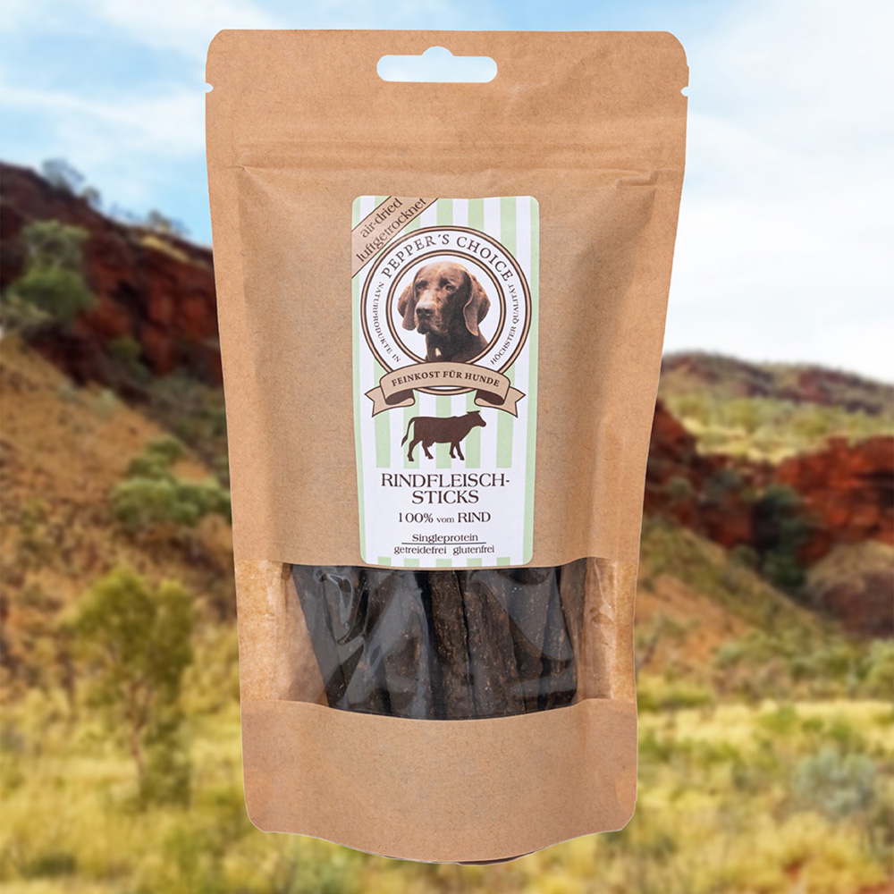 Rindfleisch-Sticks, Hundesnacks, 100% Rind, glutenfrei, getreidefrei