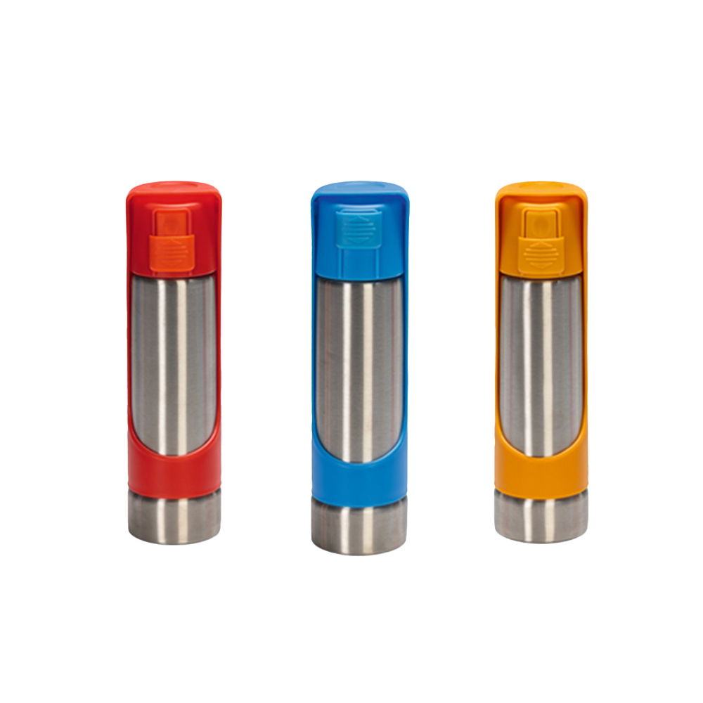 Thermos, Trinkflasche, Stahl, Kunststoff, Mehrfarbig