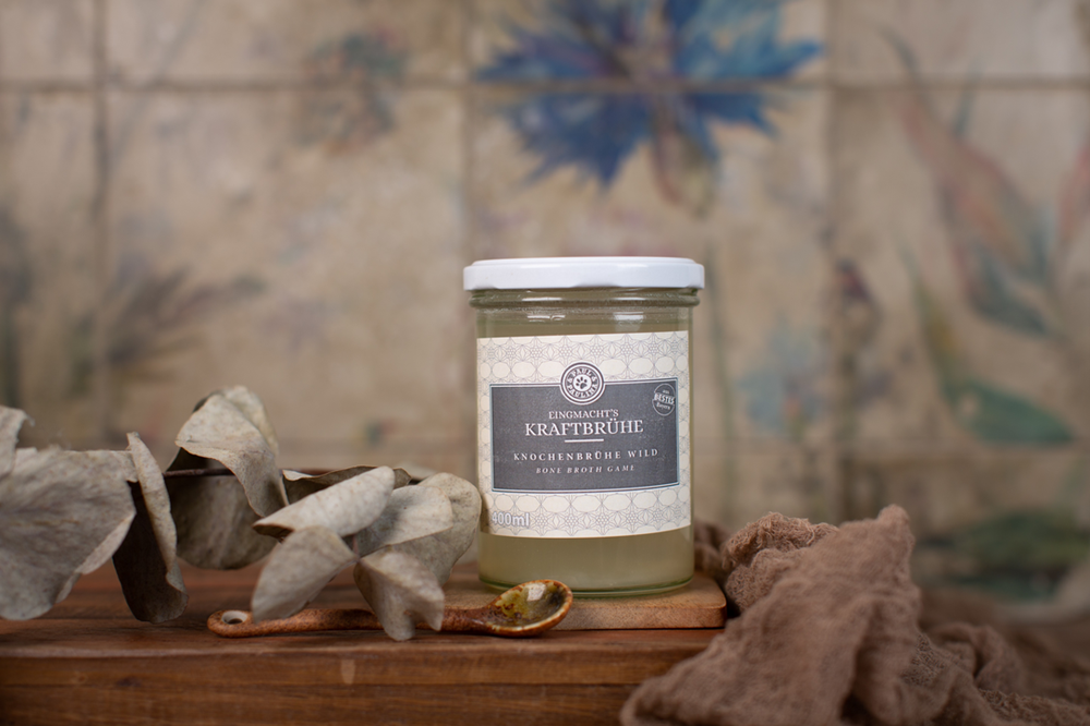 Kräuterbrühe, Knochenbrühe, Glasgefäß, Einmachglas, Bio-Lebensmittel