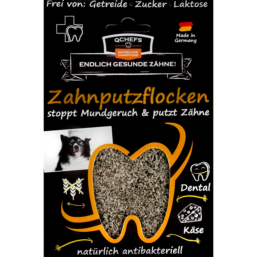 QCHEFS Zahnputzflocken für Hunde 90g Werbung, Plakat, Hund, Säugetier, Haustier