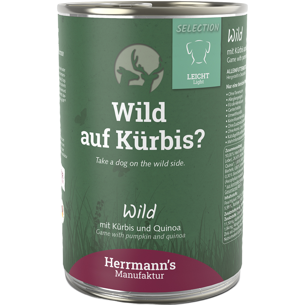 Herrmanns Wild mit Kürbis und Quinoa - 400 oder 800g Zinn, Kann