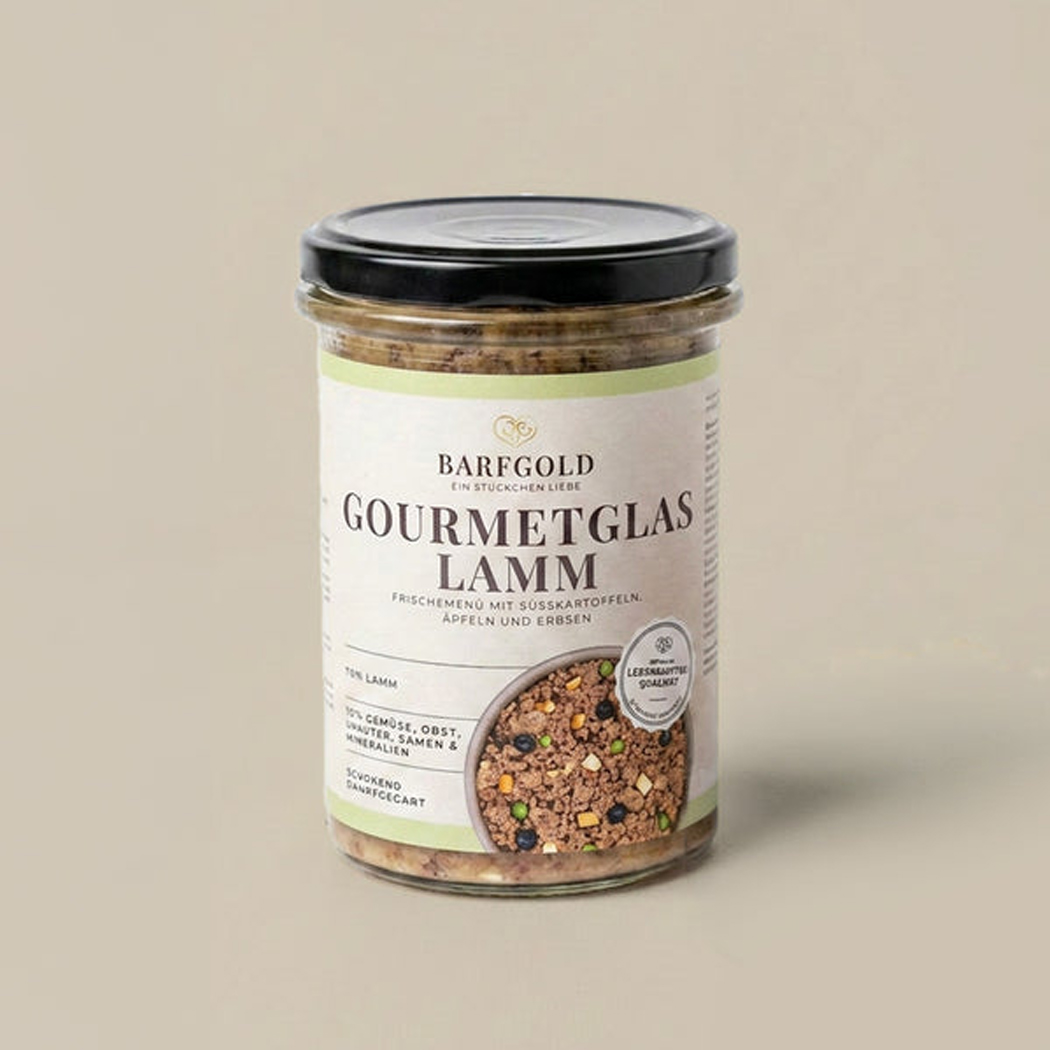 Gourmetglas, Lamm, Knuspermix, Fruchtige Mischung, Glasbehälter