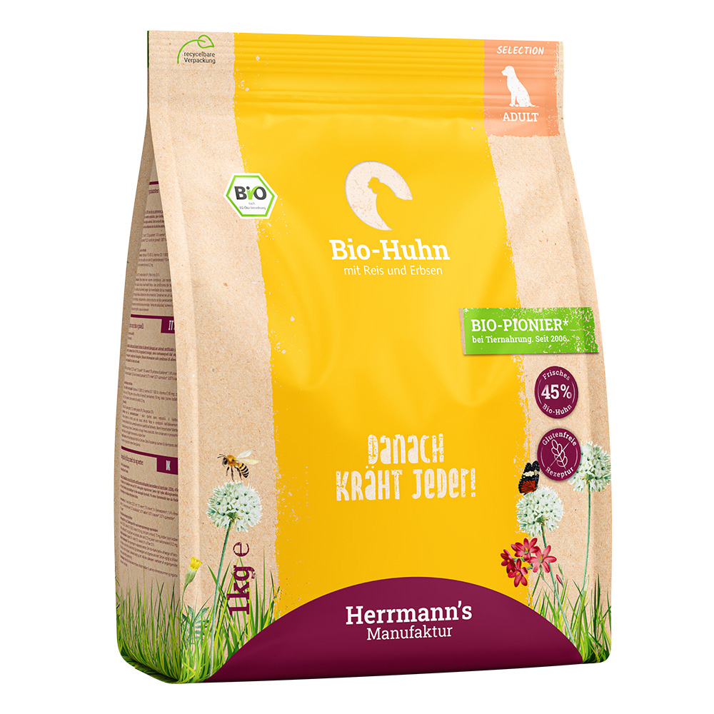 Bio-Huhn, Tierfutter, Hundefutter, Reis und Erbsen, Adult