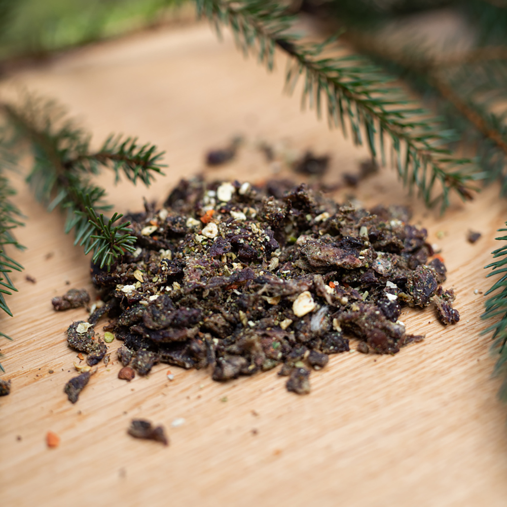 Knusperbrot, Granola, Kräuterstücke, Nussstücke, Schokoladenstückchen, geruchsbasiertes knuspermischung, knusperbrot crumble, futterleckerli, nussig, trockene knusprige stücke