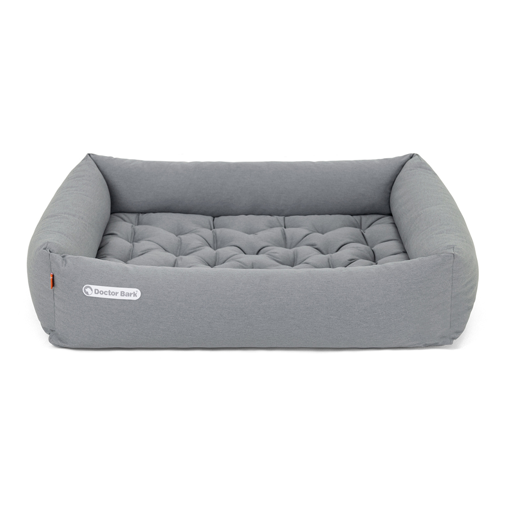Hundebett, Grau, gestuft, weiche Polsterung, waschbare Hülle