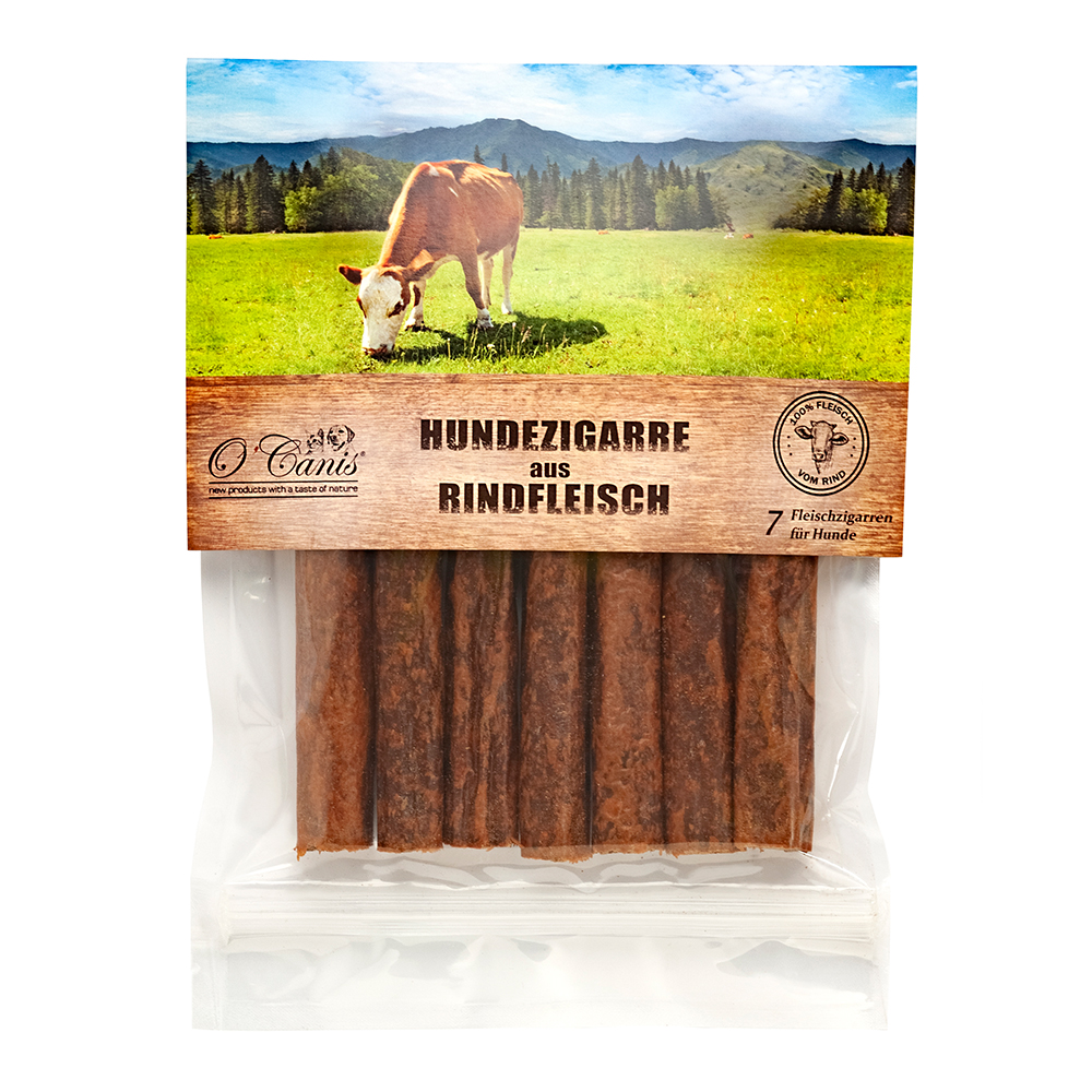 Rinderfleisch, Rinderfleischstangen, Fleischsnack, Tierproduktverpackung, Kauartikel