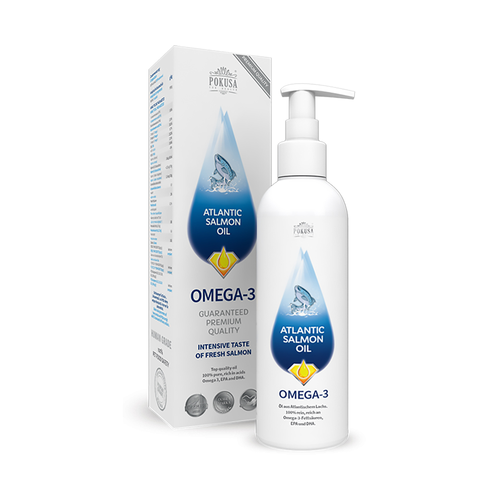 Omega-3, Atlantischer Lachsöl, Flüssiges Supplement, Pumpe Flasche, Pokusa