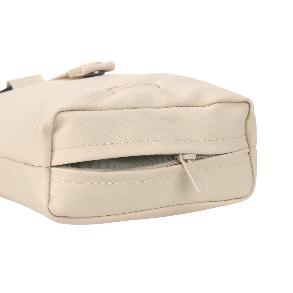 Beige Tasche, Kleine Tasche, Reißverschluss, Nylon/Canvas, Kompakt