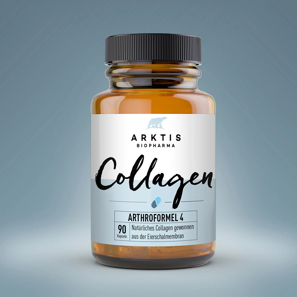 Collagen, Arthroformel, Kapseln, Biopharma, Glasflasche