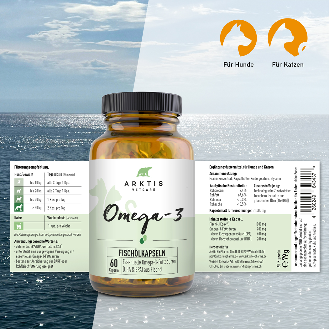Omega-3, Fischölkapseln, Kapseln, Nahrungsergänzung, 60 Kapseln