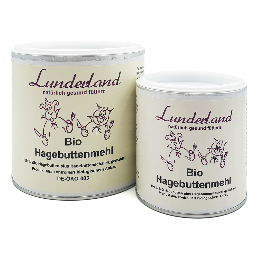 Bio Hagebuttenmehl, Hagebuttenmehl, Hagebuttenpulver, Bio Produkte, Dosenpaket