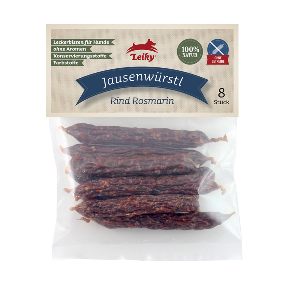 Leiky Jausenwürstl Rind Rosmarin, 8 Stück 115g Essen, Produzieren