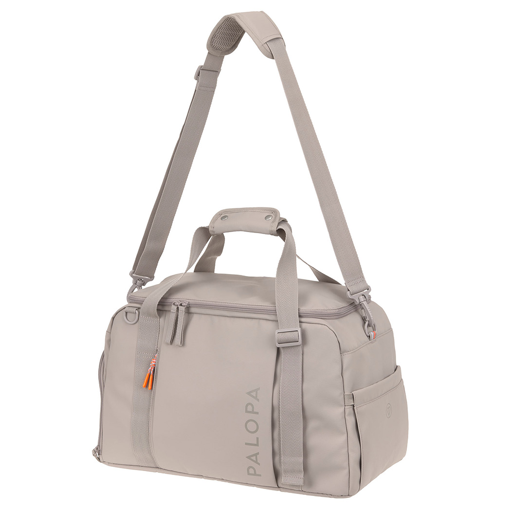 tasche, sporttasche, leder, gymsack, rose/grau